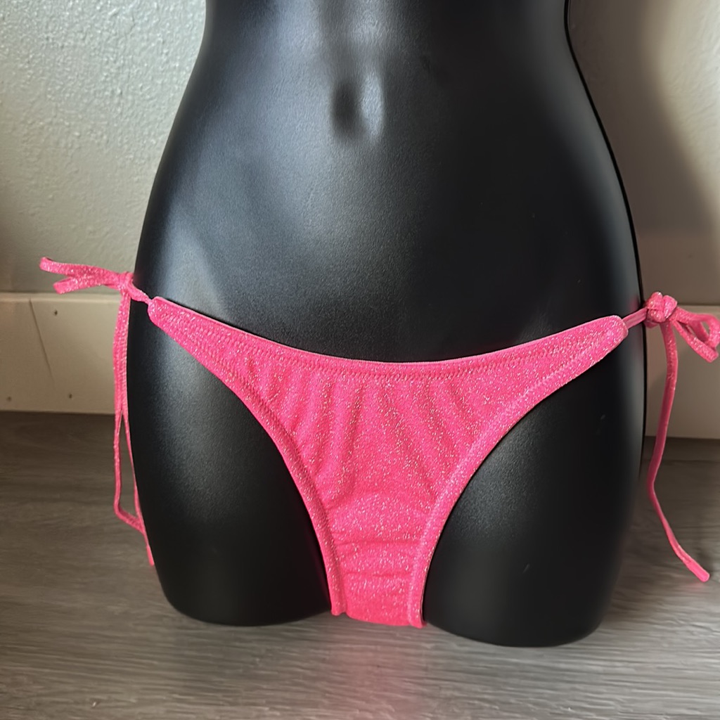 Pink Sparkle String Bthing Suits Bottom